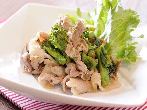 菜の花と豚肉の梅風味味噌炒め