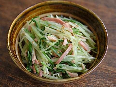 水菜とハムのぽん酢和え