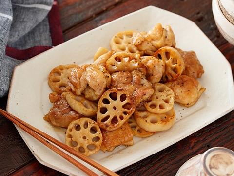 鶏肉とれんこんのバターしょうゆ照り焼き