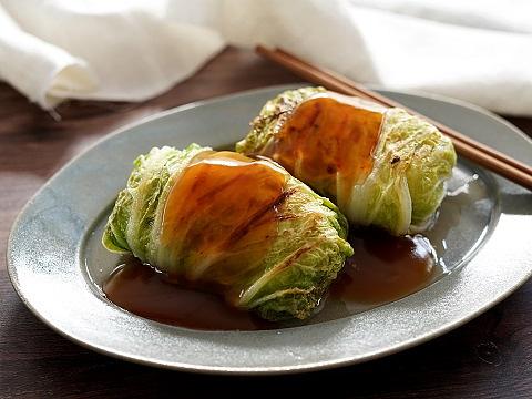 焼き白菜ロールの昆布ぽん酢とろみあん