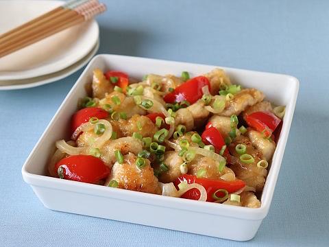 鶏むね肉とパプリカのぽん酢マリネ