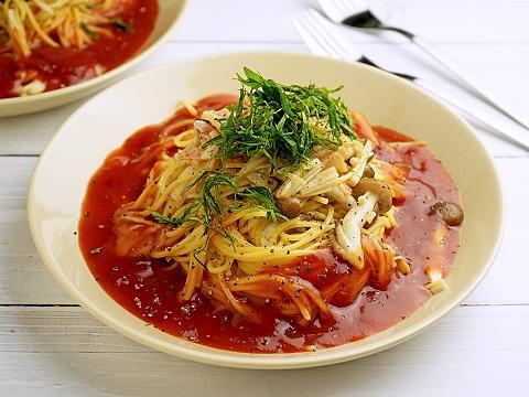 きのこたっぷりあんかけパスタ 大葉添え